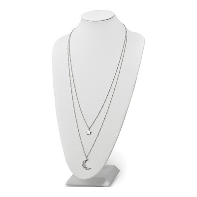 Stainless Steel Beaded Star Moon Pendant Necklace – view 3