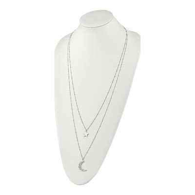 Stainless Steel Beaded Star Moon Pendant Necklace – view 5