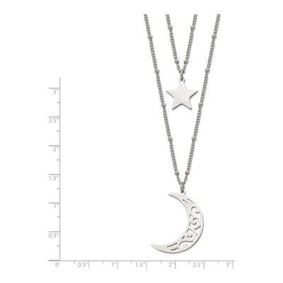Stainless Steel Beaded Star Moon Pendant Necklace – view 6