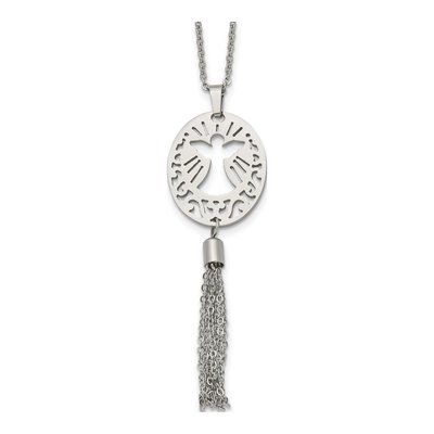 Stainless Steel Angel Tassel Pendant Necklace