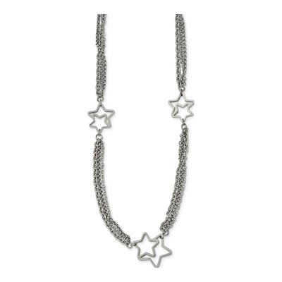 Stainless Steel Star Multi-Strand Pendant Necklace