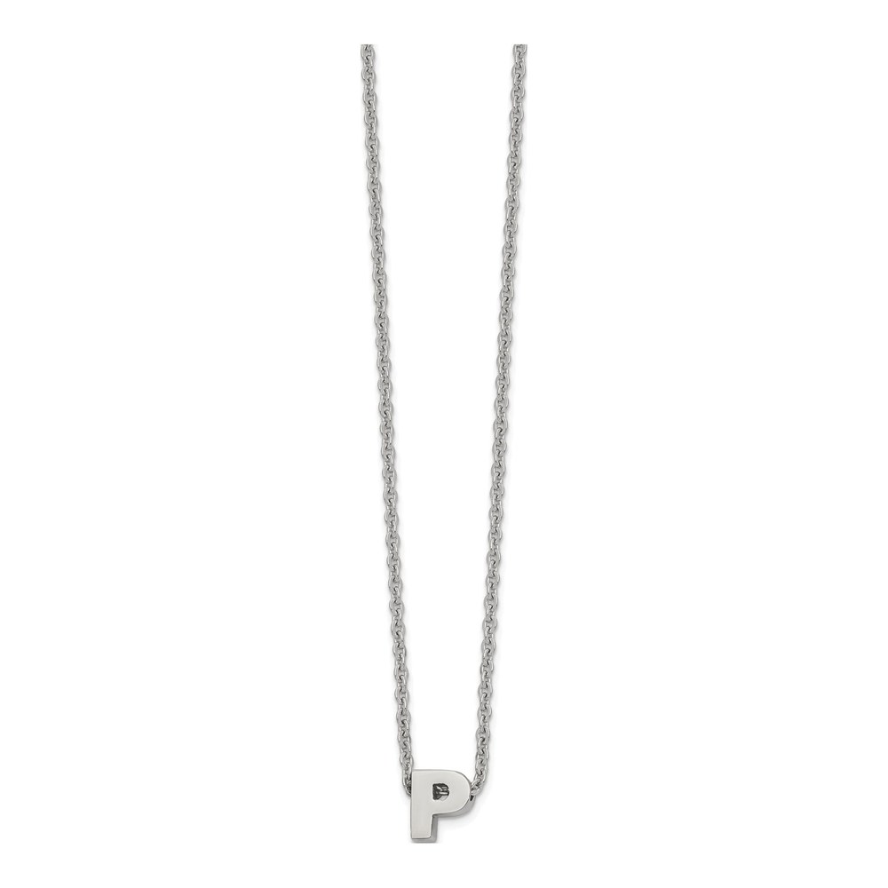 Stainless Steel Letter P Initial Necklace, 18in