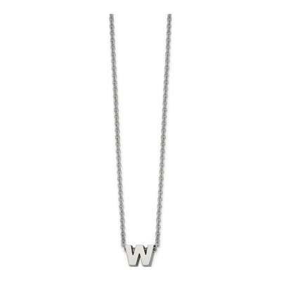 Stainless Steel Initial W Necklace | 18in Chain