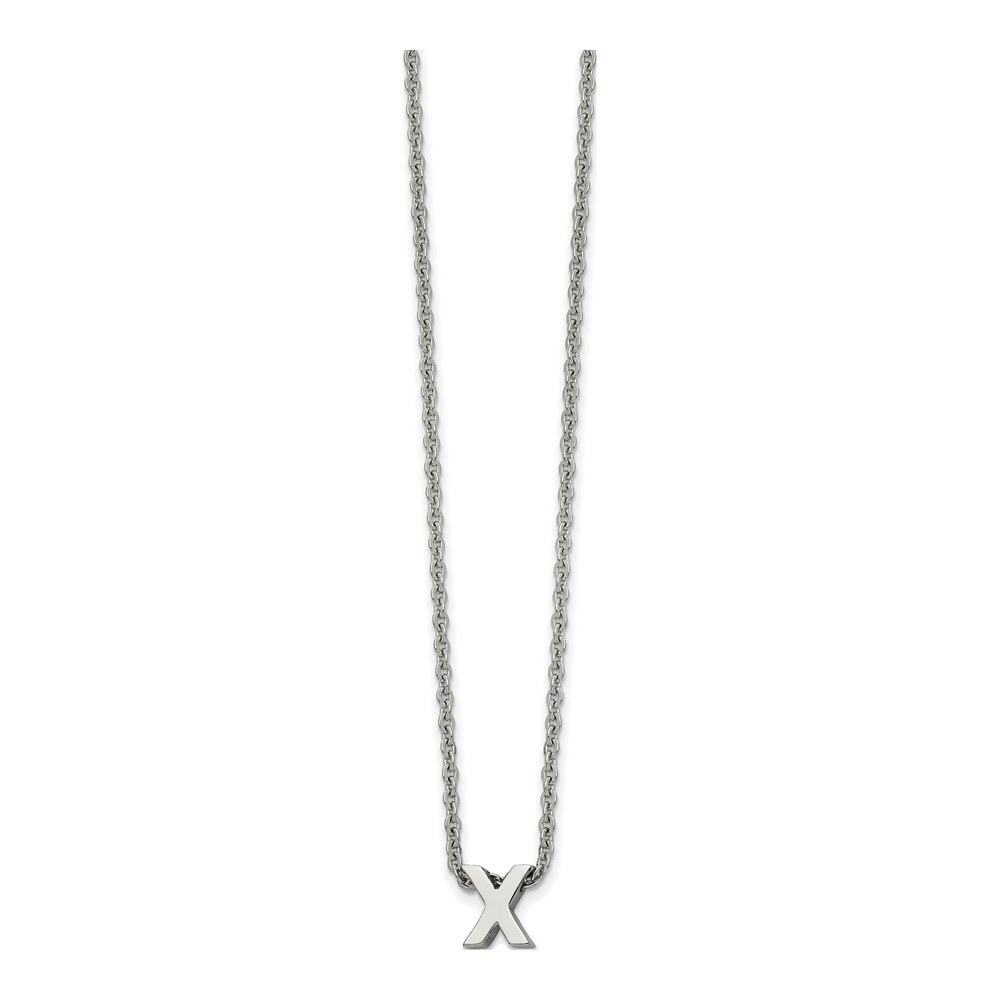Stainless Steel Letter X Initial Necklace, 18in