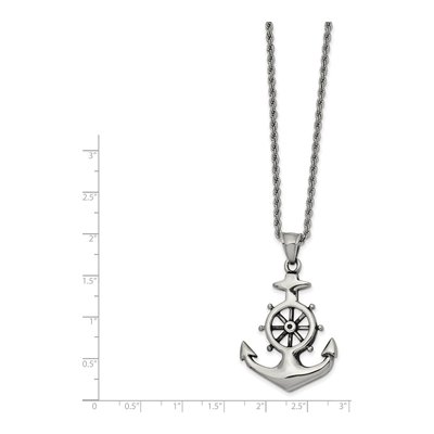 Stainless Steel Anchor Pendant Necklace – view 3