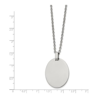 Stainless Steel Oval Pendant Necklace – view 3
