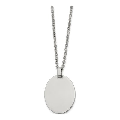 Stainless Steel Oval Pendant Necklace