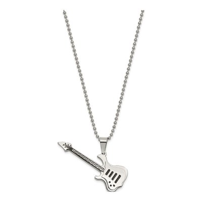 Stainless Steel Guitar Pendant Necklace