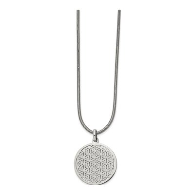 Stainless Steel Flower Cut-Out Pendant Necklace