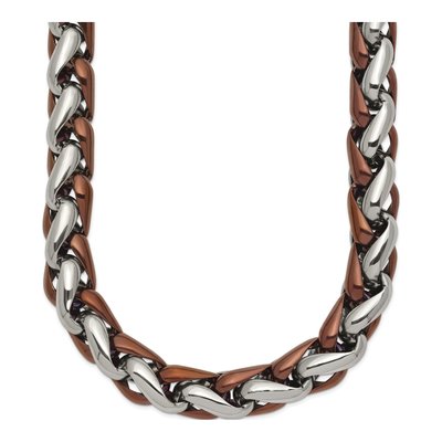 Men's Stainless Steel 10.78mm Brown IP Open Link Chain