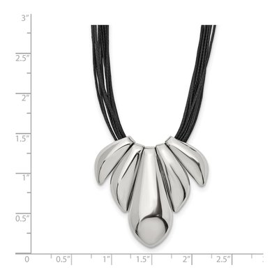 Stainless Steel Multi-Strand Wax Cord Pendant Necklace – view 4