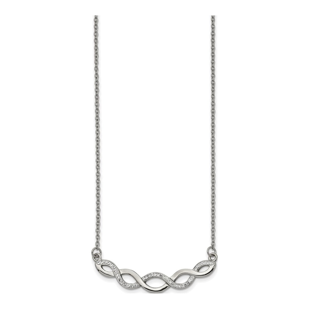 Chisel Steel Braided Bar Crystal Necklace, 16.5in