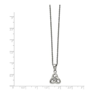 Stainless Steel CZ Trinity Knot Pendant Necklace – view 3