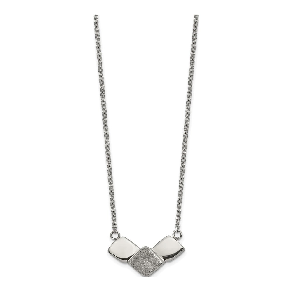 Stainless Steel Laser-Cut Squares Pendant Necklace