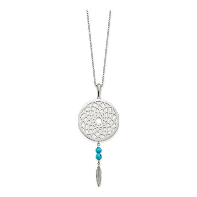 Stainless Steel Turquoise Dreamcatcher Pendant Necklace – view 3