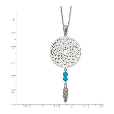 Stainless Steel Turquoise Dreamcatcher Pendant Necklace – view 4
