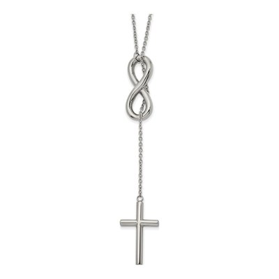 Stainless Steel Cross Infinity Pendant Necklace