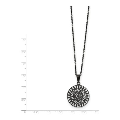 Black Stainless Steel Laser-Cut Pendant Necklace – view 3