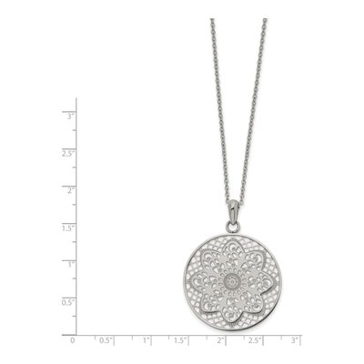 Stainless Steel Floral Cut-Out Pendant Necklace – view 3
