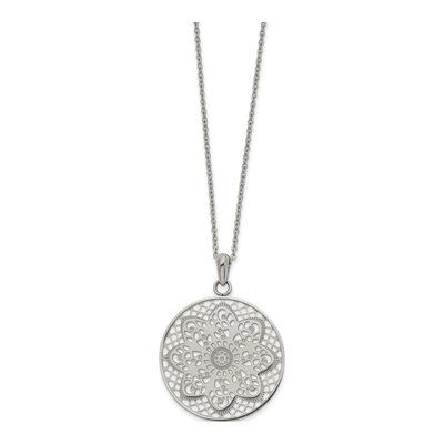 Stainless Steel Floral Cut-Out Pendant Necklace