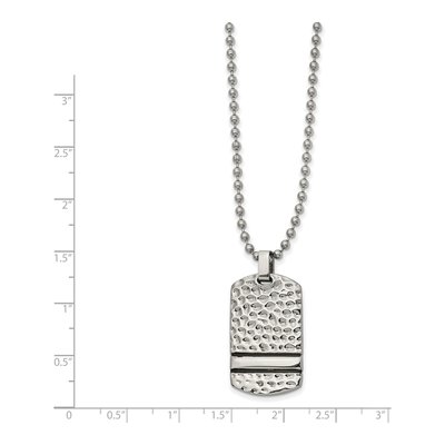 Stainless Steel Hammered Dog Tag Pendant Necklace – view 4