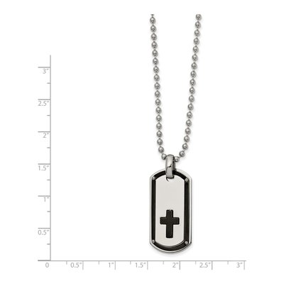 Black Stainless Steel Black Cross Dog Tag Pendant Necklace – view 3