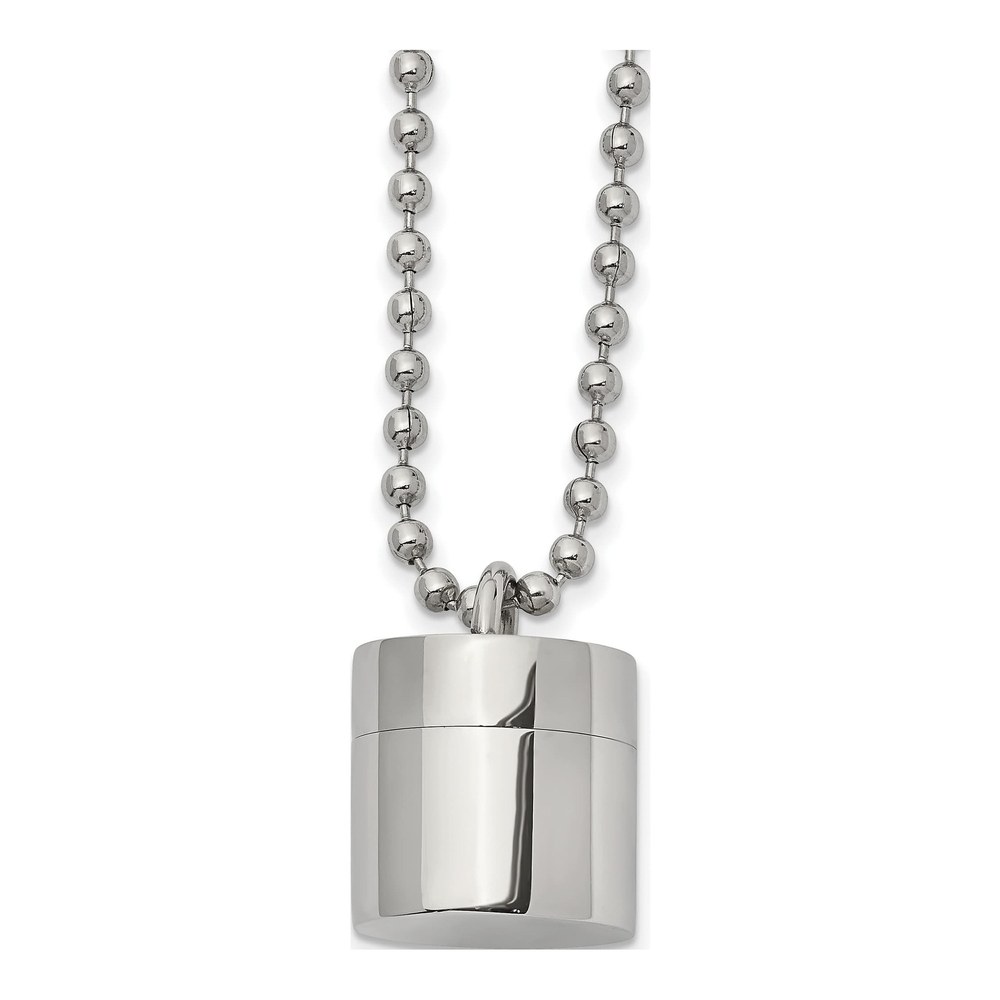 Stainless Steel Capsule Necklace, 22 in Ball Chain
