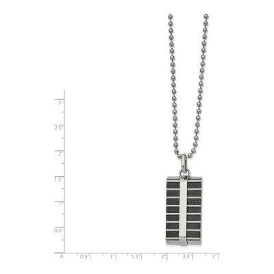 Black Stainless Steel Rectangle Pendant Necklace – view 3