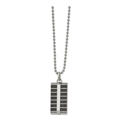 Black Stainless Steel Rectangle Pendant Necklace