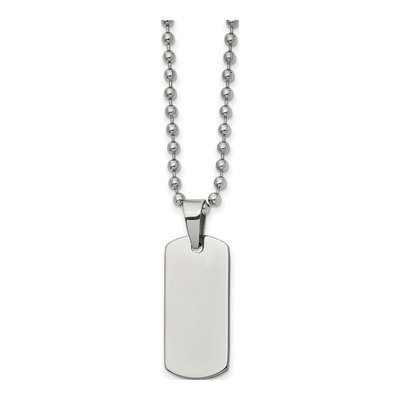 Stainless Steel Reversible Dog Tag on Ball Pendant Necklace