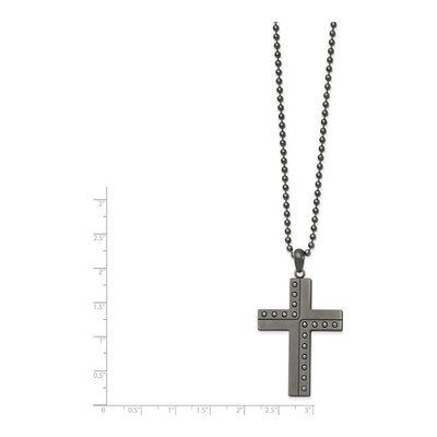 Stainless Steel Gun Metal Cross Pendant Necklace – view 3