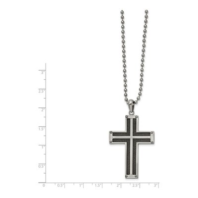 Black Stainless Steel Cross Pendant Necklace – view 3