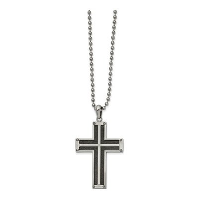 Black Stainless Steel Cross Pendant Necklace