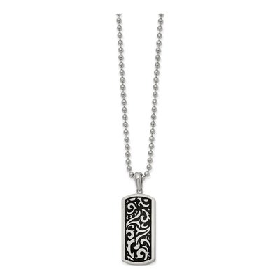 Stainless Steel Enameled Dog Tag Pendant Necklace