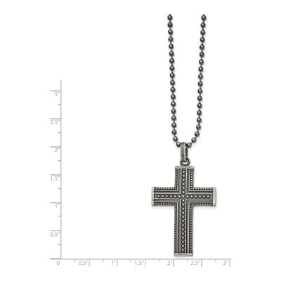 Stainless Steel Gun Metal Cross Pendant Necklace – view 3