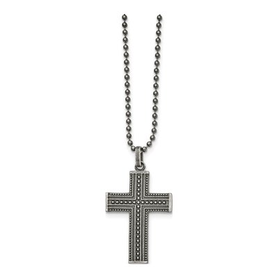 Stainless Steel Gun Metal Cross Pendant Necklace