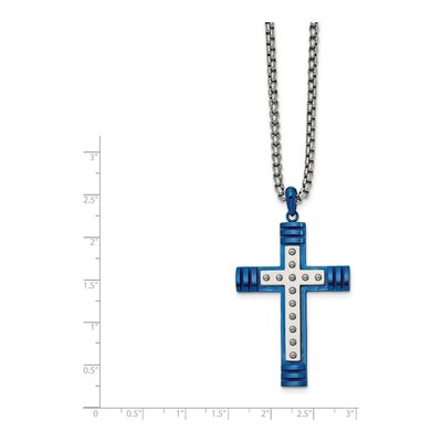 Stainless Steel Blue Cross Pendant Necklace – view 3