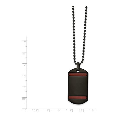 Black Stainless Steel Tiger's Eye Dog Tag Pendant Necklace – view 3