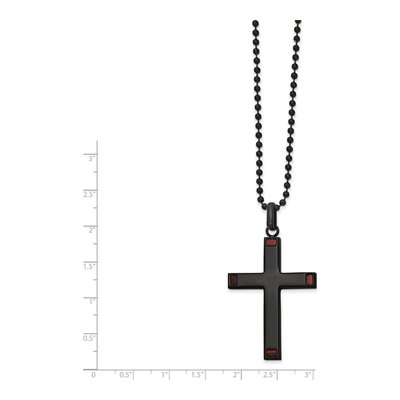 Black Stainless Steel Tiger's Eye Cross Pendant Necklace – view 3