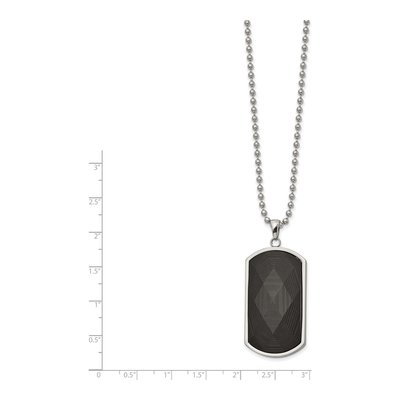Stainless Steel Carbon Fiber Dog Tag Pendant Necklace – view 3