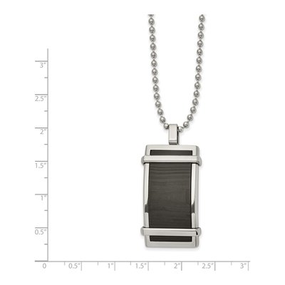 Stainless Steel Carbon Fiber Dog Tag Pendant Necklace – view 4