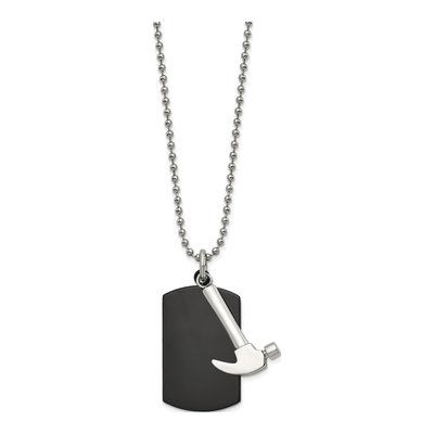 Black Stainless Steel Dog Tag Pendant Necklace – view 3
