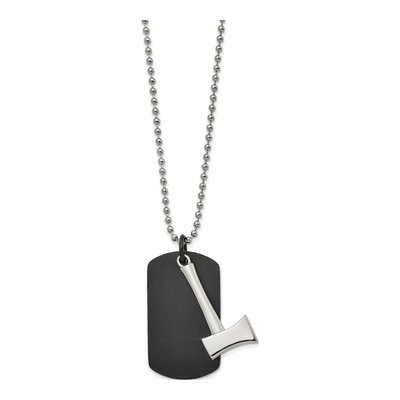 Black Stainless Steel Dog Tag Axe Pendant Necklace – view 3