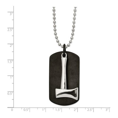 Black Stainless Steel Dog Tag Axe Pendant Necklace – view 4