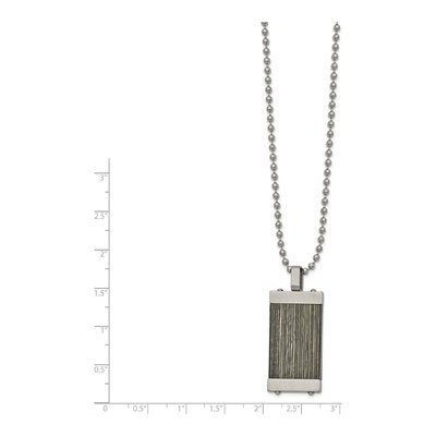 Stainless Steel Wood Inlay Pendant Necklace – view 3