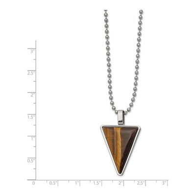 Stainless Steel Tiger's Eye Triangle Pendant Necklace – view 3