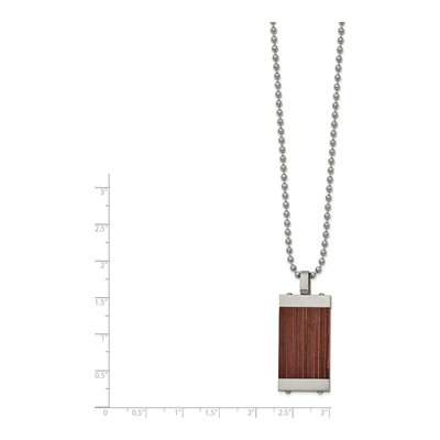 Stainless Steel Wood Inlay Pendant Necklace – view 3