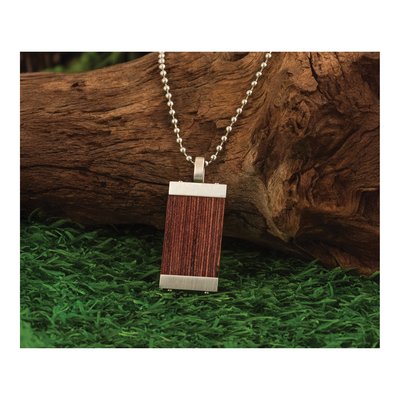 Stainless Steel Wood Inlay Pendant Necklace – view 4