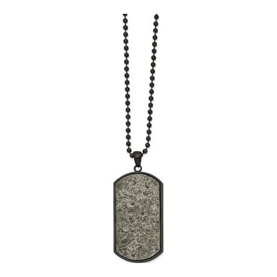 Black Stainless Steel Dog Tag Pendant Necklace