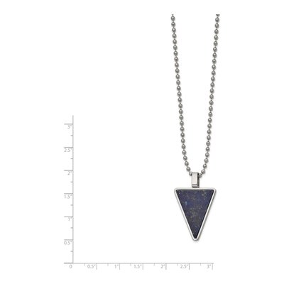 Stainless Steel Lapis Triangle Pendant Necklace – view 4
